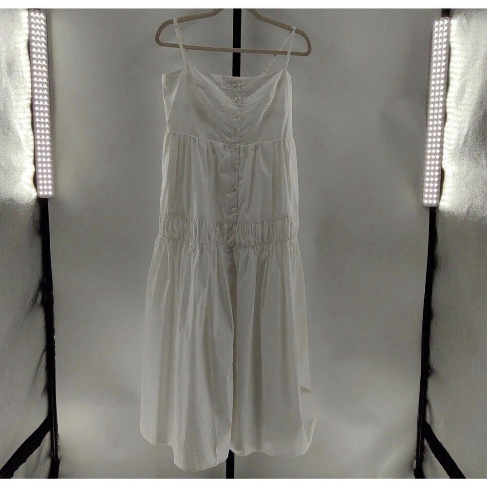 Quince Women 100% Organic Cotton Poplin Spaghetti Strap Maxi Dress White S - Picture 2 of 6